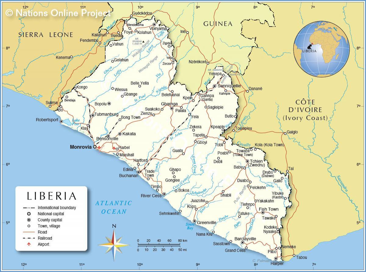 خريطة ليبيريا غرب أفريقيا