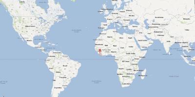 ليبريا الموقع على خريطة العالم ، 