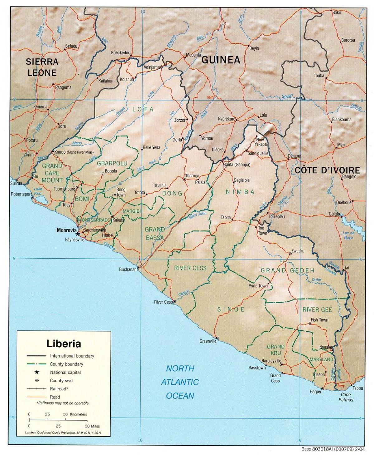 الخريطة الجغرافية خريطة ليبريا