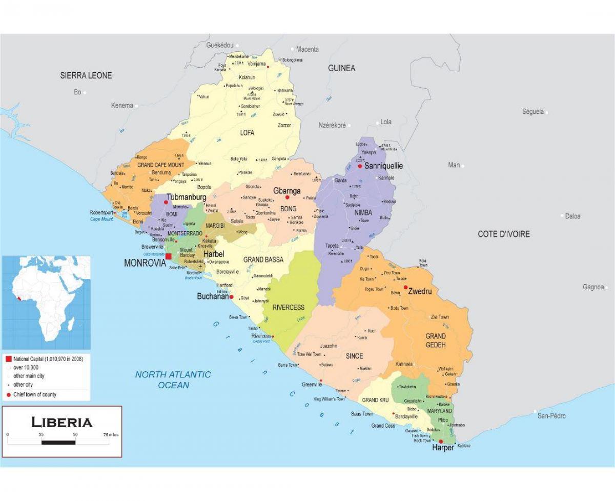خريطة رسم الخريطة السياسية ليبريا