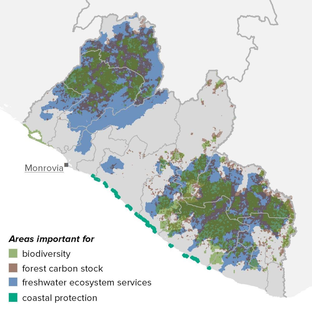 خريطة ليبيريا الموارد الطبيعية